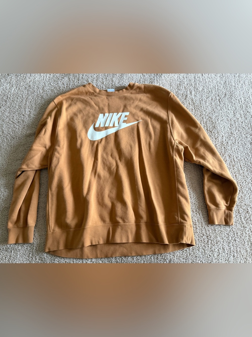 Nike Sportswear Club Fleece Crewneck Sweatshirt Camel Brown XXL Big Logo